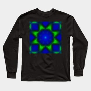 A bright green bloom on blue Long Sleeve T-Shirt